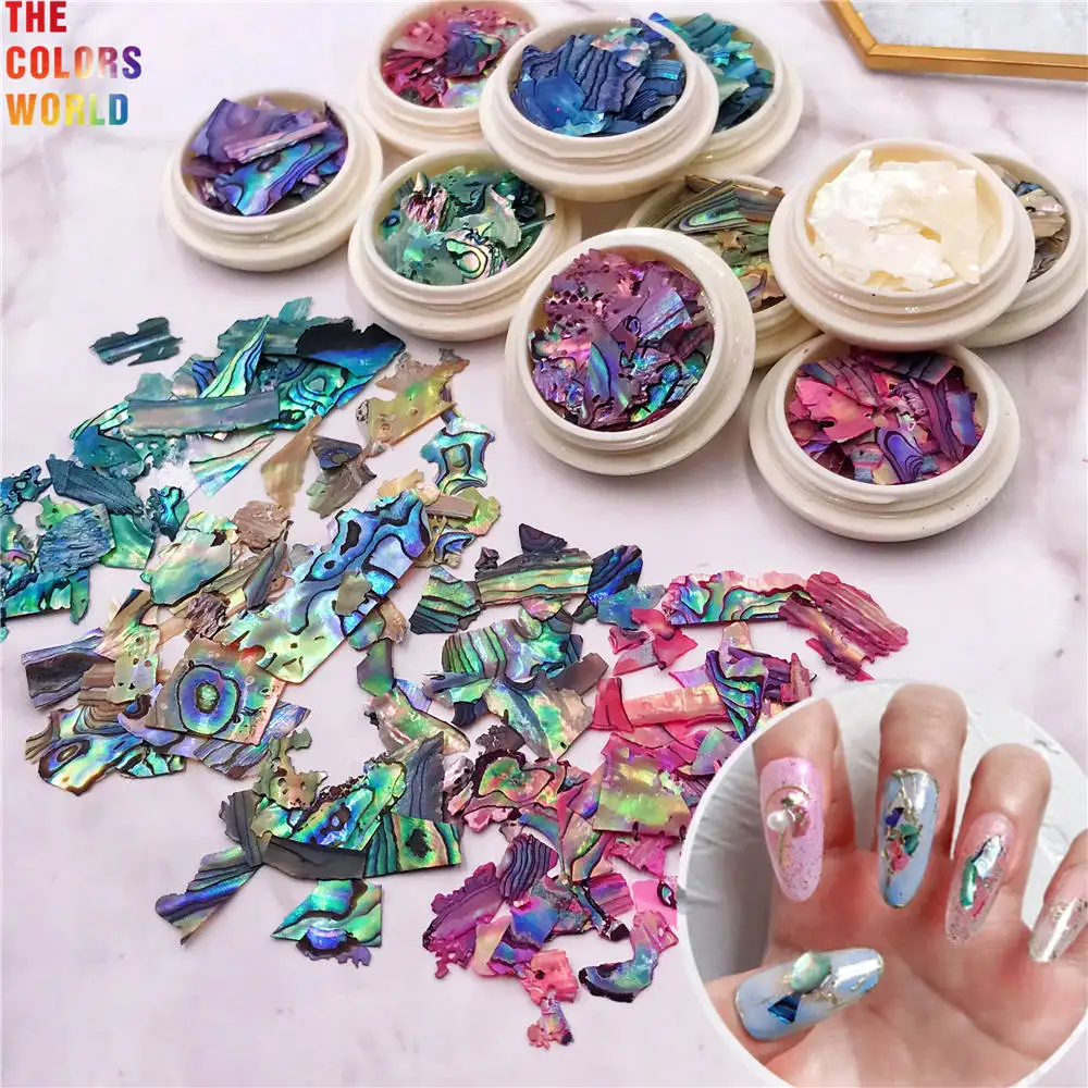 TCST-050 Irregular Nails Abalone Shell Fragments Texture Natural Sea Shell 3D Glitter Nails Art Decoration Powder Sequins Beauty