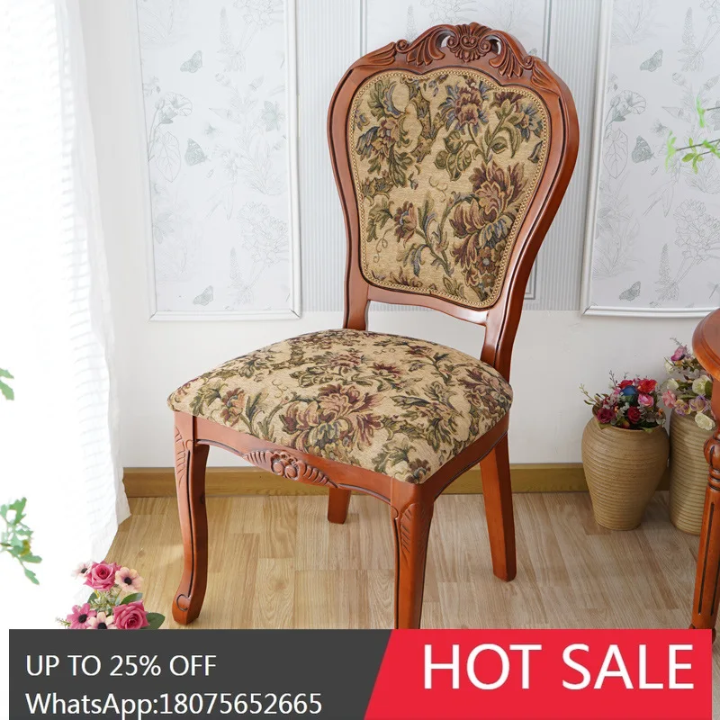 MJY European dining chair Solid wood balcony Coffee table chair American reception table and chairs Bedroom
