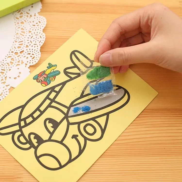 Kid's Puzzle Sand Painting Set Toy DIY Parent-Child Interaction Handmade Creative Colorful Sand Toys Party Guest Gifts Filling
