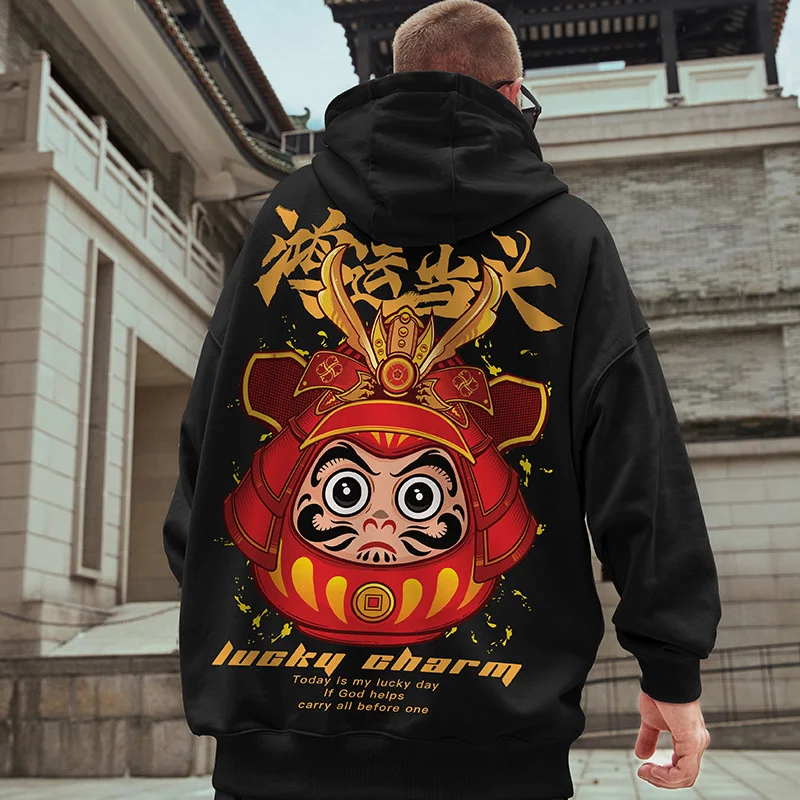 

Men's Lucky Charm Graphic Hoodies Japanese Harajuku Sweatshirts 2022 Autumn Hooded Tracksuit Streetwear Male Y2K Pullovers