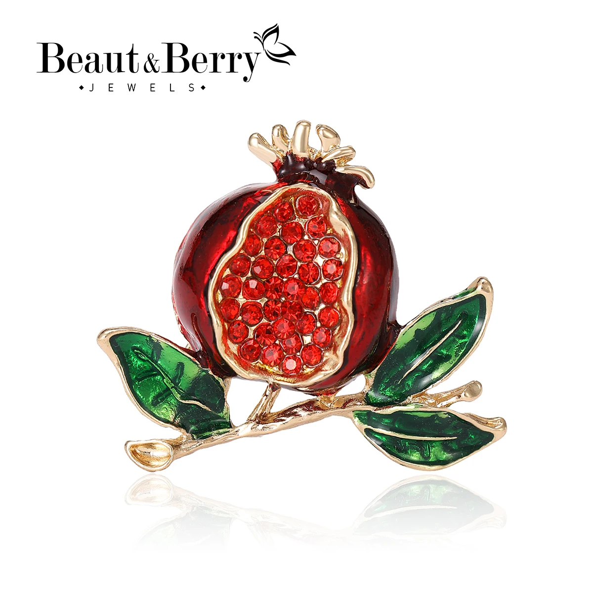 Luxury Rhinestone Pomegranate Brooches for Women Unisex Plant Pins Multi-color Available Casual Party Accessories Gifts