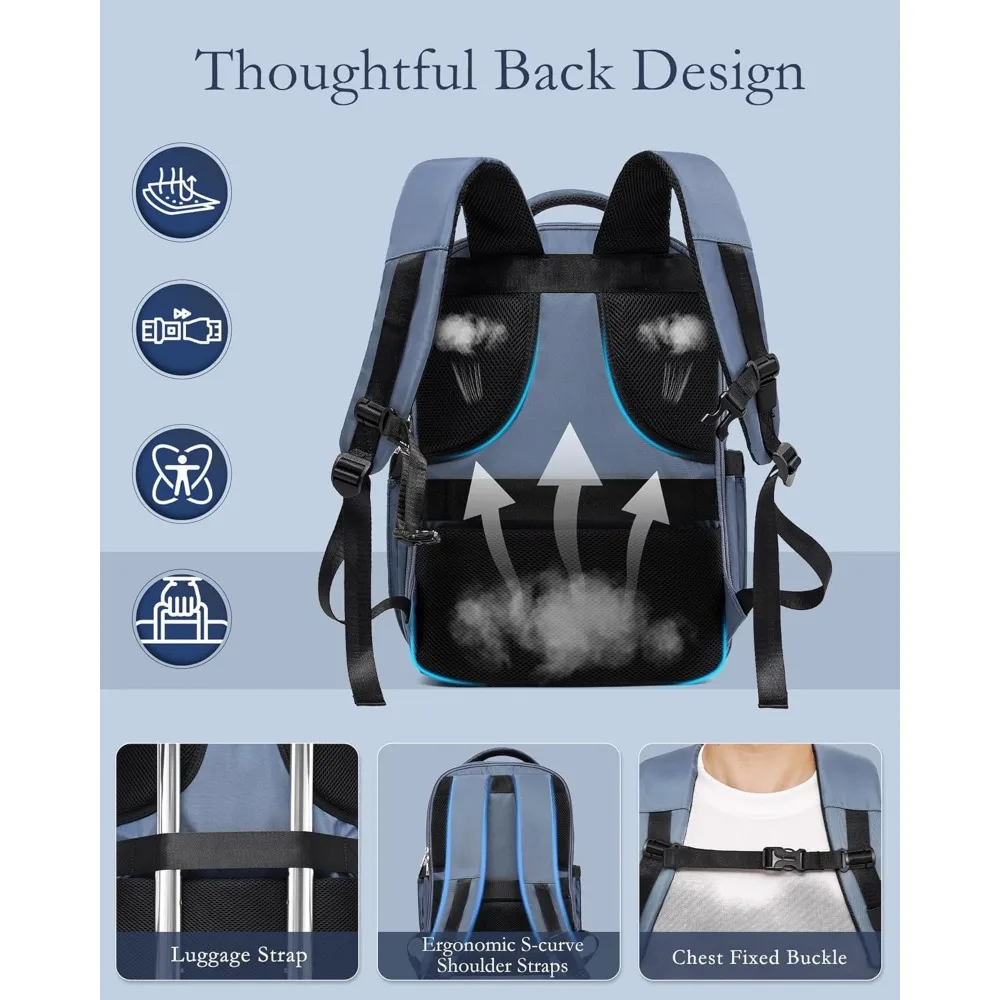 Juego de equipaje de 3 piezas con maleta de mano giratoria de 20 pulgadas, maleta rígida y mochila de viaje: azul, mochila incluida