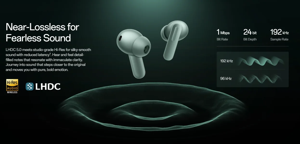 Globale Version OnePlus Buds 4 True Wireless-Ohrhörer Bis zu 55 dB Geräuschunterdrückung ANC Zwei Treiber mit zwei DACs Bluetooth 5.4 – Detail 5