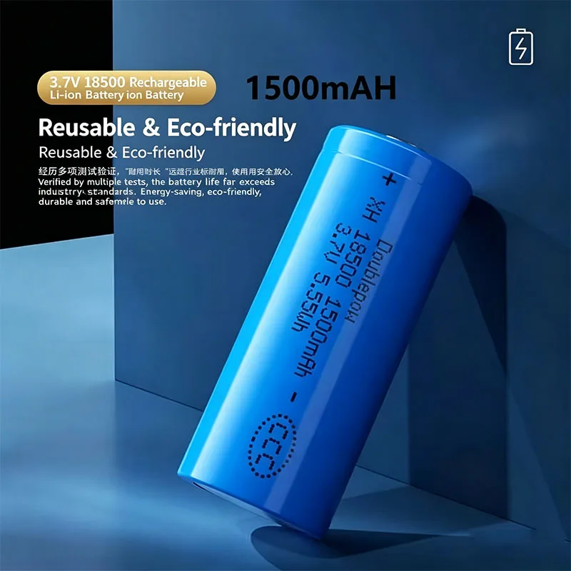 3.7V 18500 Rechargeable Lithium Battery 1400mAh  with Connector Wires for Flashlight Electric Toothbrush Wireless Mouse