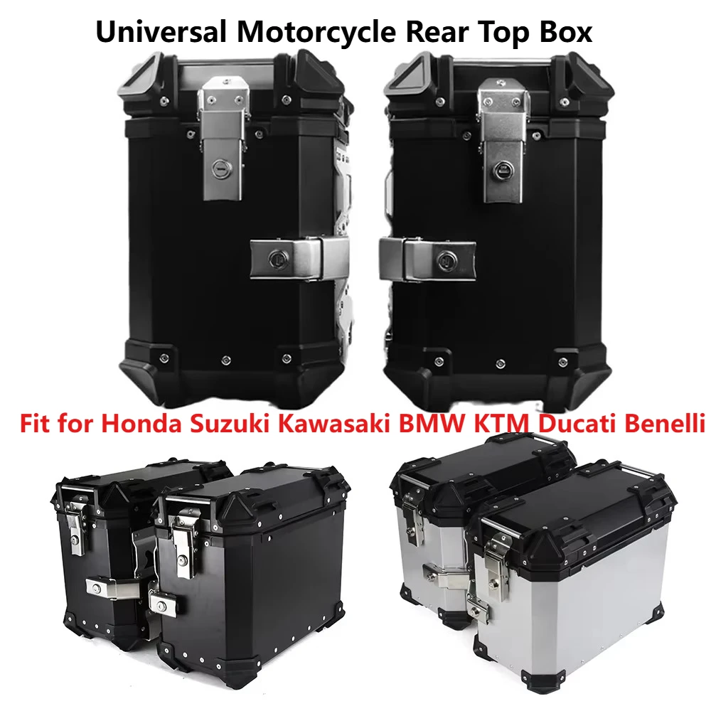 38L Universal Motorcycle Rear Top Box Side Luggage Case Para Storage Trunk Lock Travel Aluminum Alloy Tool Box for Honda BMW KTM