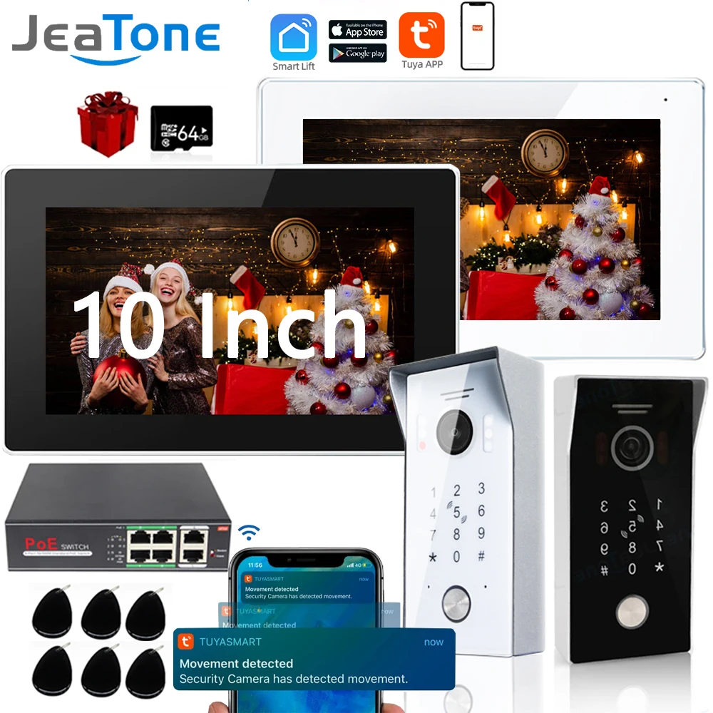 

10Inch Wireless Wifi Smart Tuya Video Intercom Doorbell RFID Password IP65 Waterproof PIRDoorman Access Control System Villa