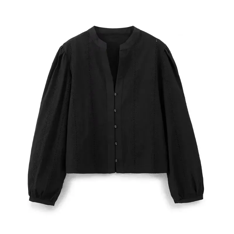 

TRAFZR Embroidery Blouses for Lady Long Sleeve Shirt Y2K Tops Harajuku Fashion Vintage Blouse Elegant Women's Luxury Blouses