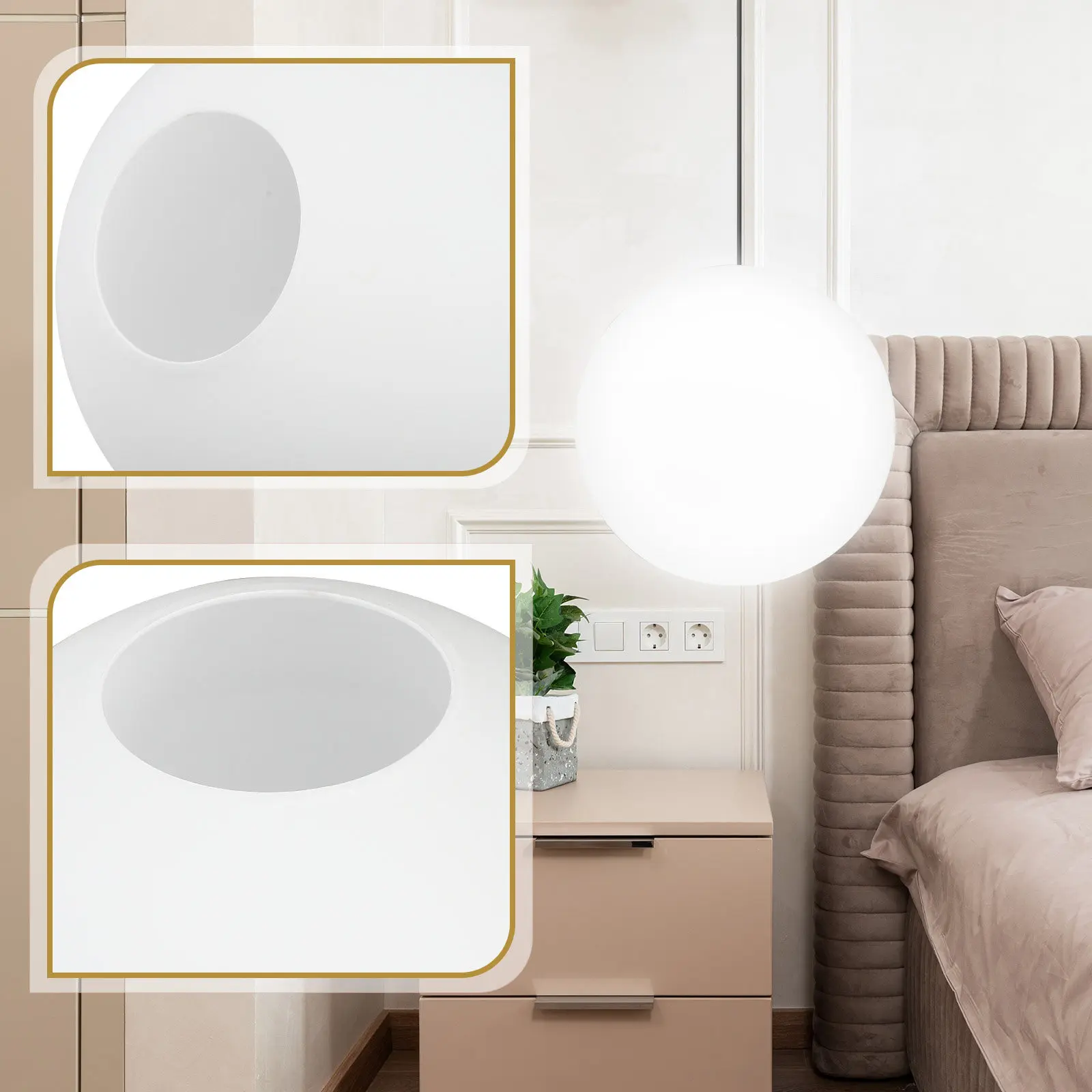 White Spherical Lamp Shade Frosted Glass Globe Light Cover for Bedroom Living Room Dining Space Chandelier Pendant Ceiling