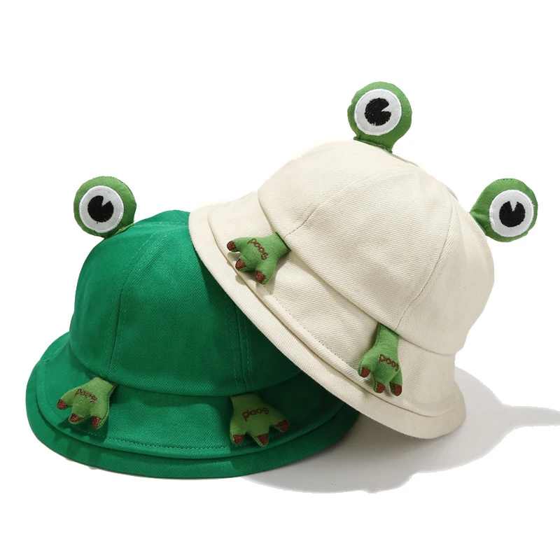 Bocca Children Frog Bucket Hat With Ear Panama Fisherman Hats For Men Women Kids Cartoon Cute Summer Outdoor Travel Sun Bob Cap