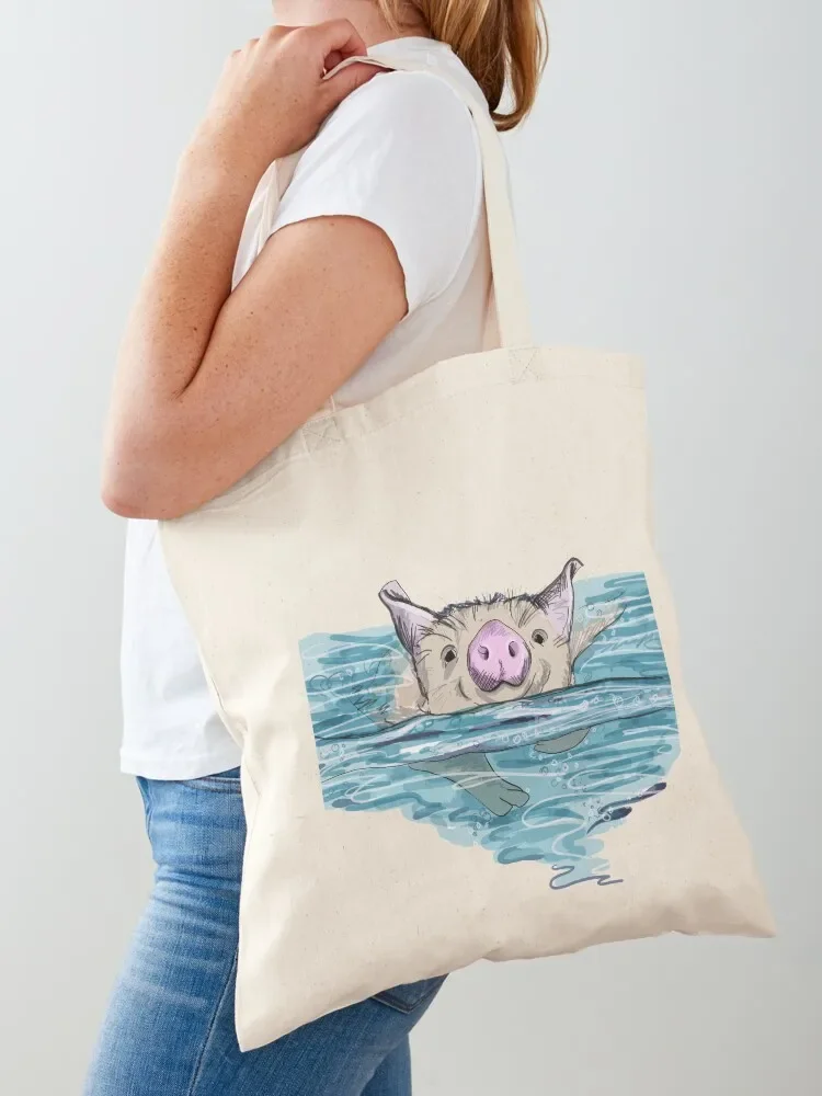 

Bahamas Swimming Pig Tote Bag Gift bag hand bags shopper bag women canvas reusable shopping bags