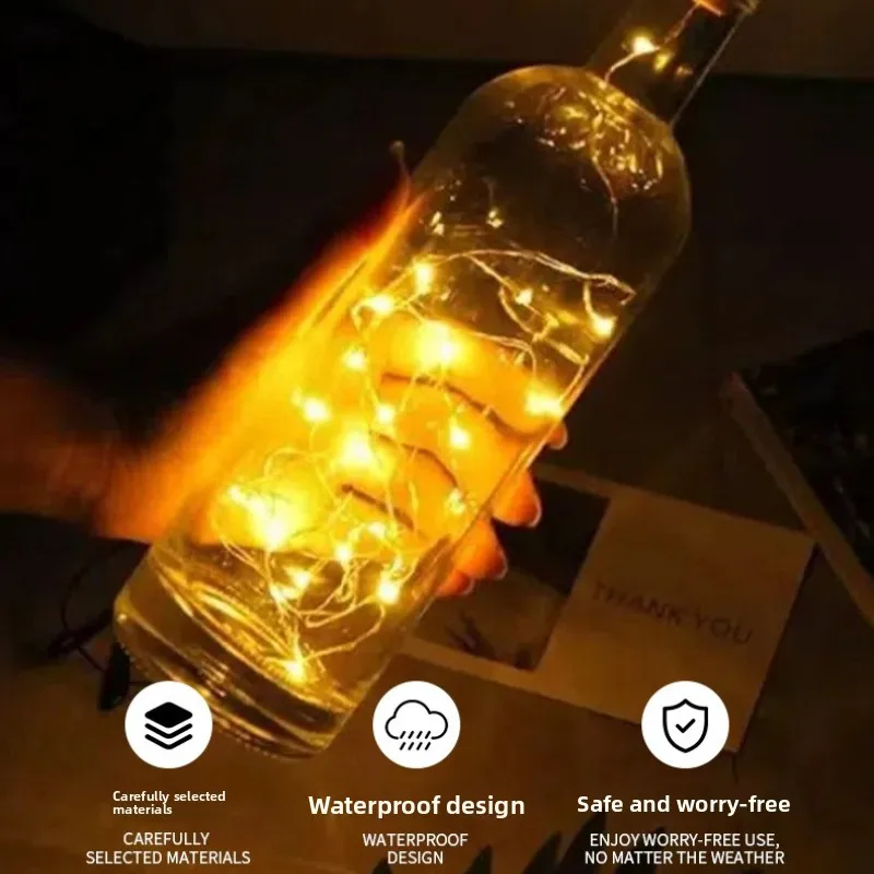 LED Light String Solar Cork Light Outdoor Garden Courtyard Decoration Camping Party Wine Cork Ambient