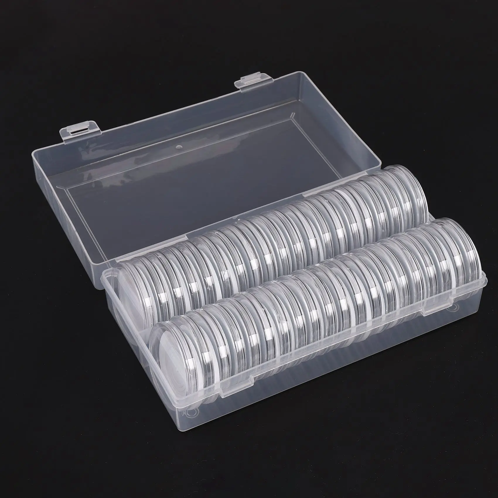 BHTS-80X 46 Mm Coin Capsules Plastic Round Coin Holder Case And 7Sizes (16/20/25/27/30/38/46Mm) Protect Gasket