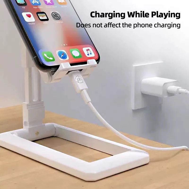 حامل هاتف مكتبي قابل للطي للهاتف المحمول والكمبيوتر اللوحي لهاتف iPhone وسامسونج وiPad وحامل مكتب قابل للتعديل وحامل للهاتف الذكي