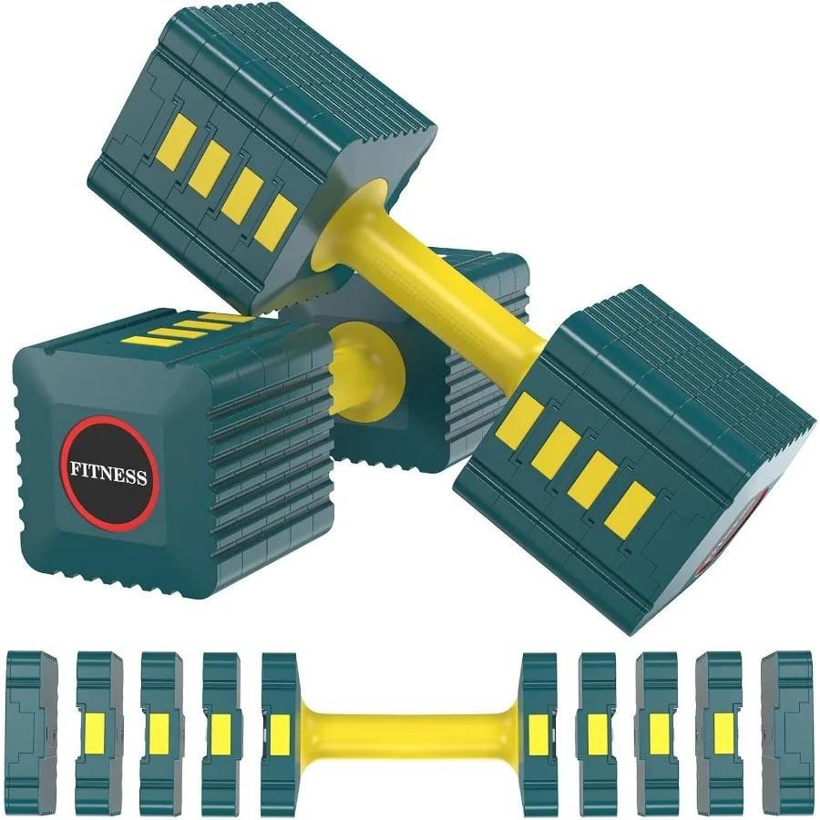 Juego de 2 mancuernas de peso ajustable, 3,4 lb/5,7 lb/8 lb/10,3 lb/12,6 lb, juegos de pesas para mujeres/hombres, mancuernas ajustables Se