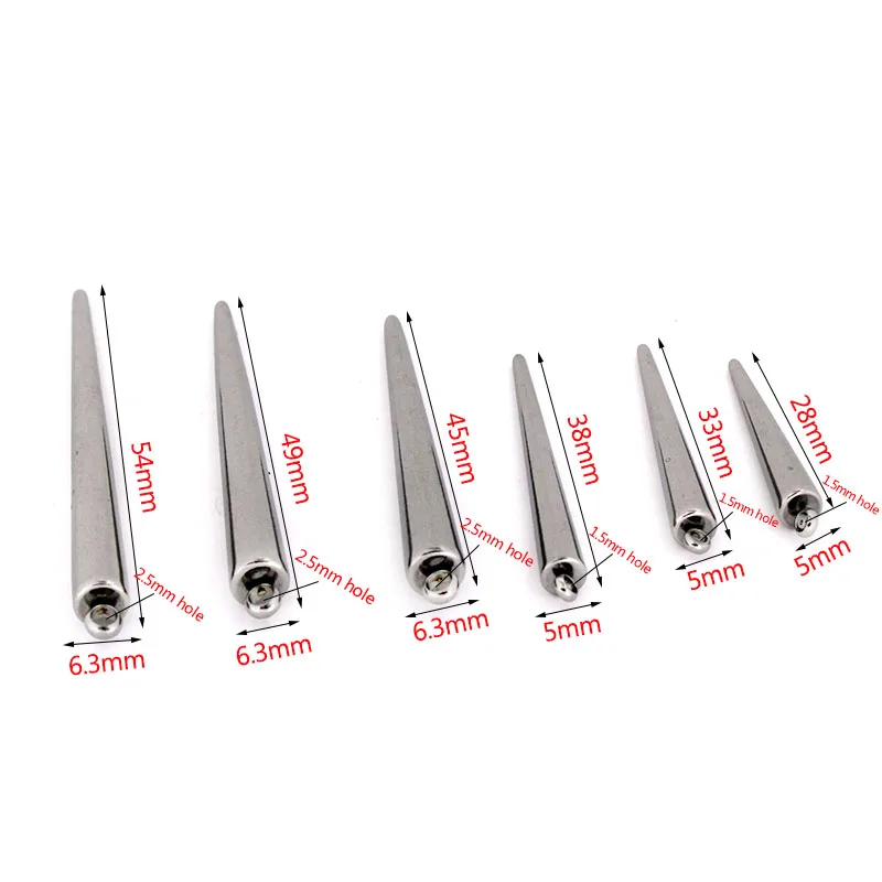 6 Stück Edelstahl Große Kegel-Anhänger Bullet Spike Perlen Charms für Damen und Herren Creolen Halskette DIY Schmuckherstellung – Detail 2