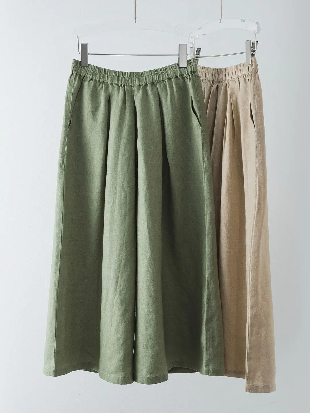 Dave&di Elastic Waist Drawstring Artistic Casual Three Fold Eight Inch Wide Leg Pants For Women Pants And Trousers