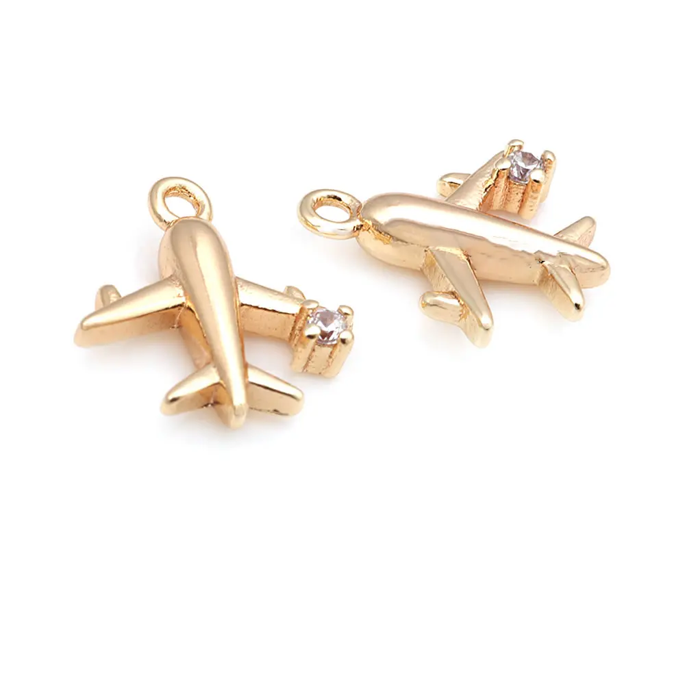 18K Gold Color Airplane Bicycle Tower Windmill Charms Pendants High Quality Diy Jewelry Making Necklace Earrings Accessories