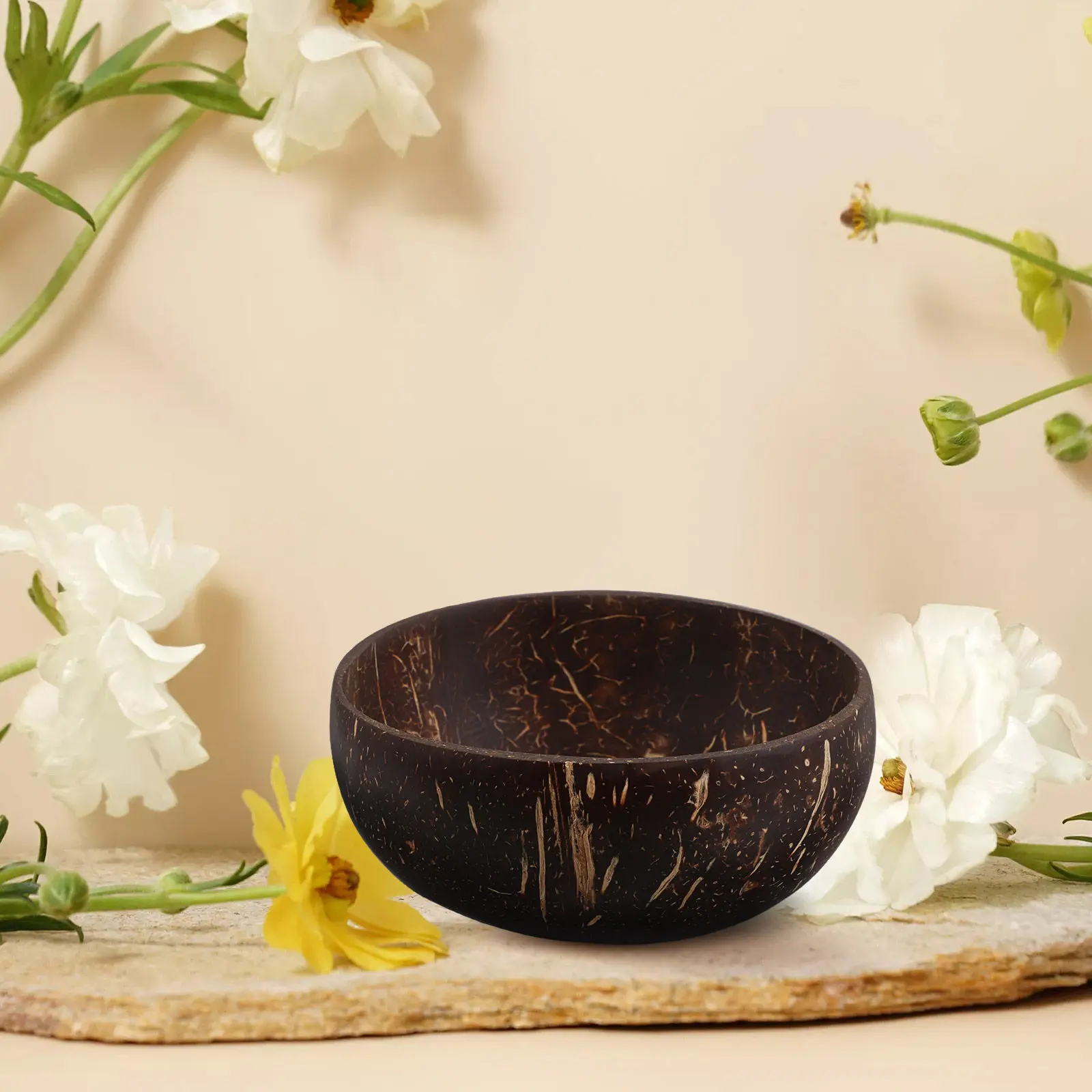 3Pcs Natural Coconut Shell Bowls Rustic Serving Salad Fruit Snack Dessert Yogurt Smoothie Key Holder Coconut Shell Bowl