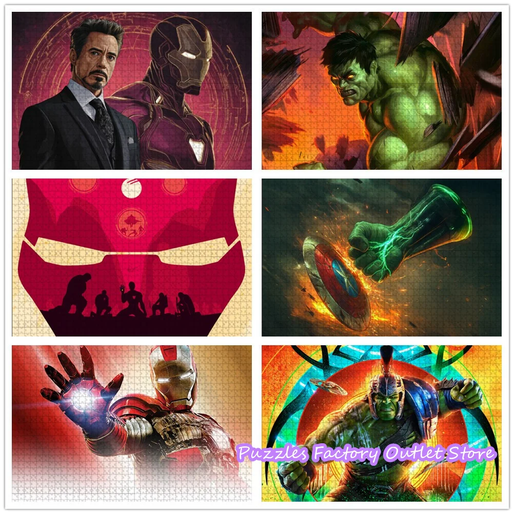 

Пазл с принтом Disney Superhero Iron Man Hulk, 300/500/1000 шт., сборка своими руками, декомпрессионные игрушки, пазлы для семьи