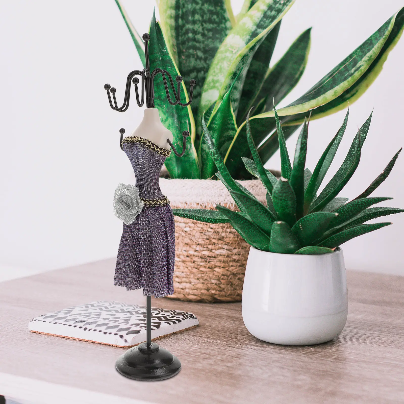 

Iron Jewelry Stand Earring Holder Necklace Display Rack Desktop Organizer For Rings Crystals Gifts Shaped Storage