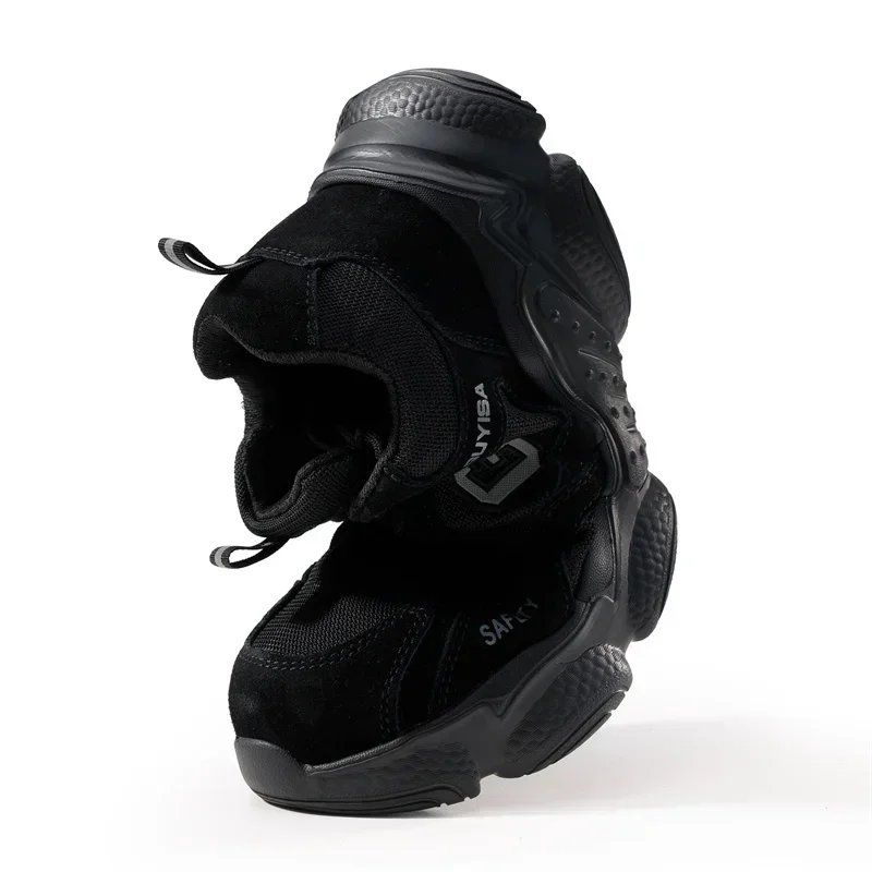 GUYCrawNew-Baskets de travail anti-écrasement pour hommes, chaussures de sécurité pour hommes, casquette Parker en acier, légères, perforées, bottes invisibles à boucle, taille ino -45