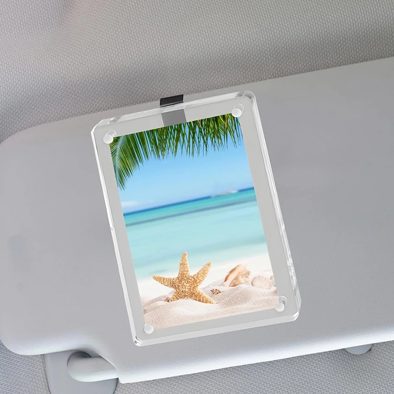 3 Inch Picture Photo Frame Car Visor Photo Clip Auto Interior Decor For Car Driving Keepsake Sun Visor Organizer Couples Gift