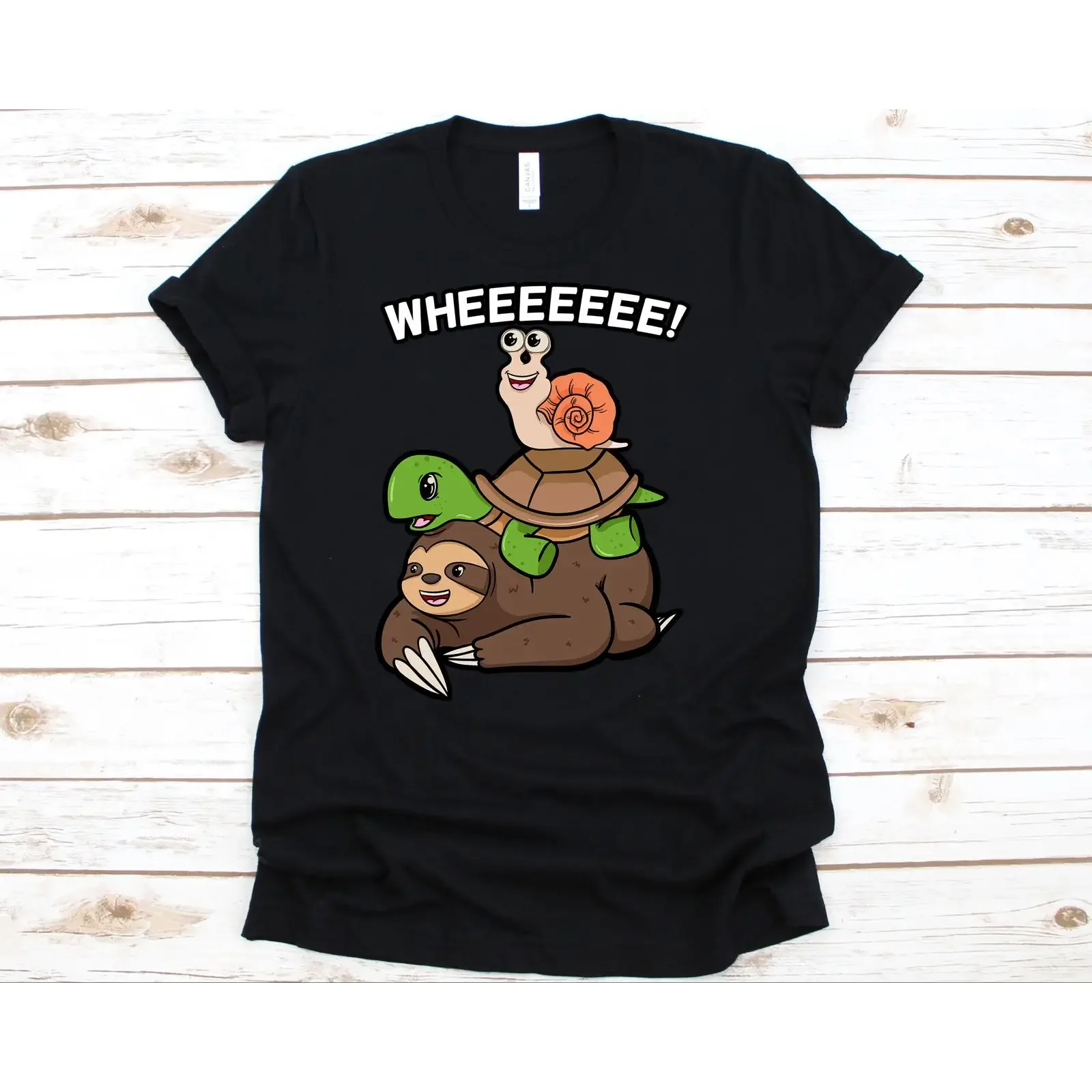 Sloth Turtle Snail T Shirt Slow Animals Piggyback Riding Lovers Lover s vintage Washed Top For Everyday Wear graphic