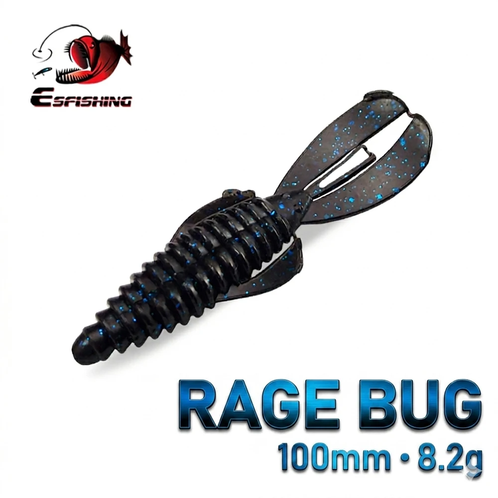 

ESFISHING Hot Jigging Silicone Bait Rage Bug Craw 100mm Wobblers for Pike Bass Pesca Artificial Ned Fishing Lure Salts