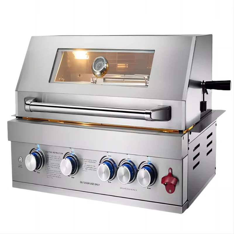 

Уличный кухонный остров-гриль для барбекю, сверхпрочный, из нержавеющей стали 304, с вращающимся мангалом на древесном угле и сжиженном газе