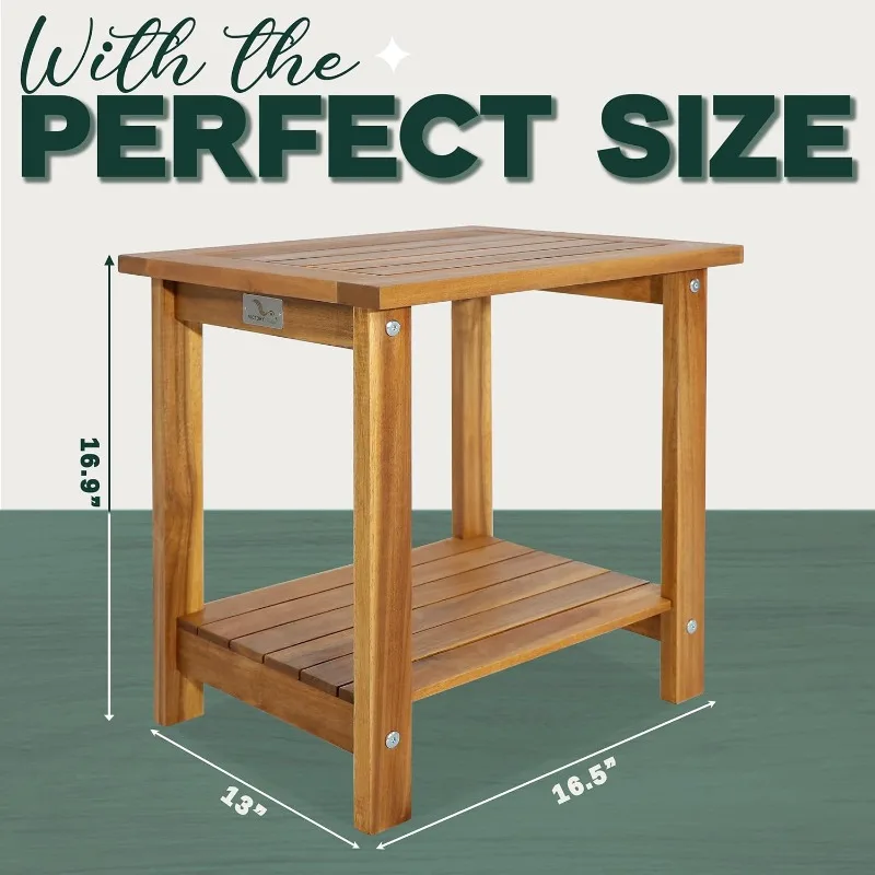 

Double Adirondack Side Table, Weather-Resistant Rectangular End Table for Patio, Garden, Lawn, and Living Room. Ideal as a Styli