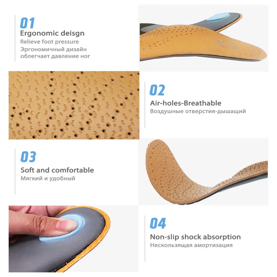 Best Insole For Shoes Leather Orthotic Insoles Flat Feet High Arch Support Orthopedic Shoes Sole Fit In O/X Leg Corrected Insert