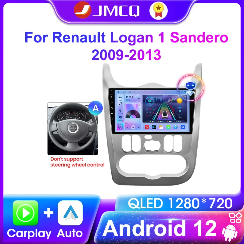 

JMCQ Wireless CarPlay Android Auto Radio For Renault Logan 1 Sandero 2009-2013 Dacia Duster Car Multimedia Player 2Din Autoradio