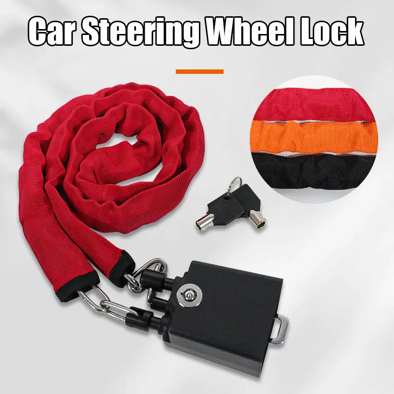 

Universal Portable Car Steering Wheel Lock Anti-Theft Anti-Saw Chain Steel Cable Car Seat Belt Buckle Lock for Vehicle Security