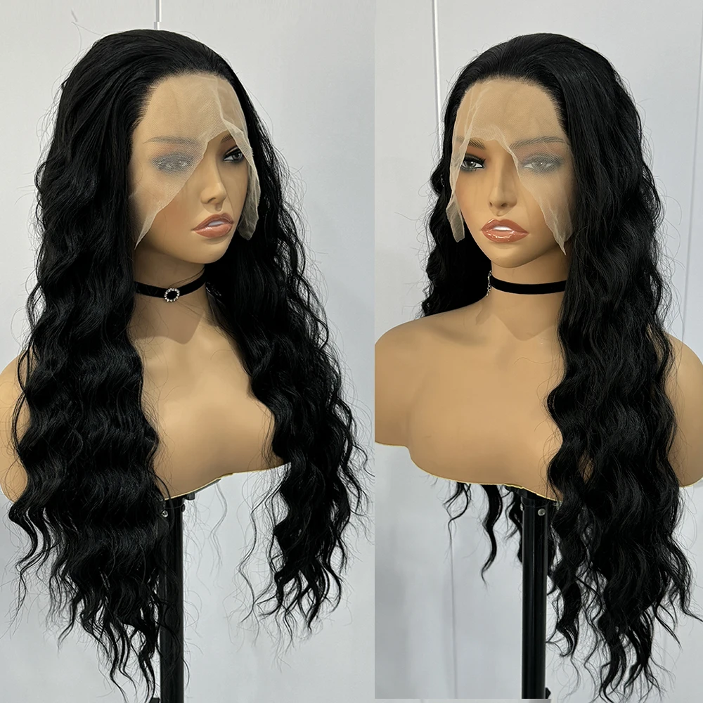 Synthetic Lace Front Wigs For Women Black Loose Curly Cosplay Wig Long Hair Role Play Wig Lace Front Natural Hairline Glueless