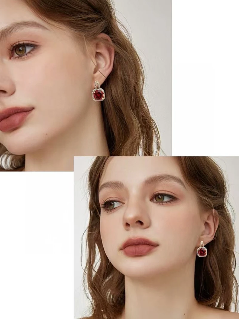 SENYU Fashion Korean Janpan Geometric Earring Shiny Round CZ Stone Jewelry for Party Gift Elegant Wedding Drop Earring