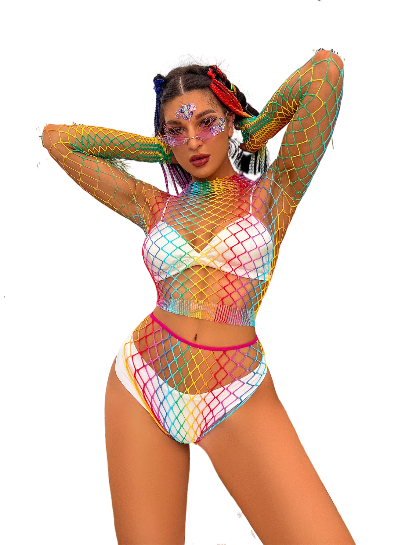 

Y2K Micro Bikini 2023 Women Swimsuit Rainbow Sexy Bikini Set Double Sets Swimwear Bathing Suit Beachwear Mesh Beach Bikiniler