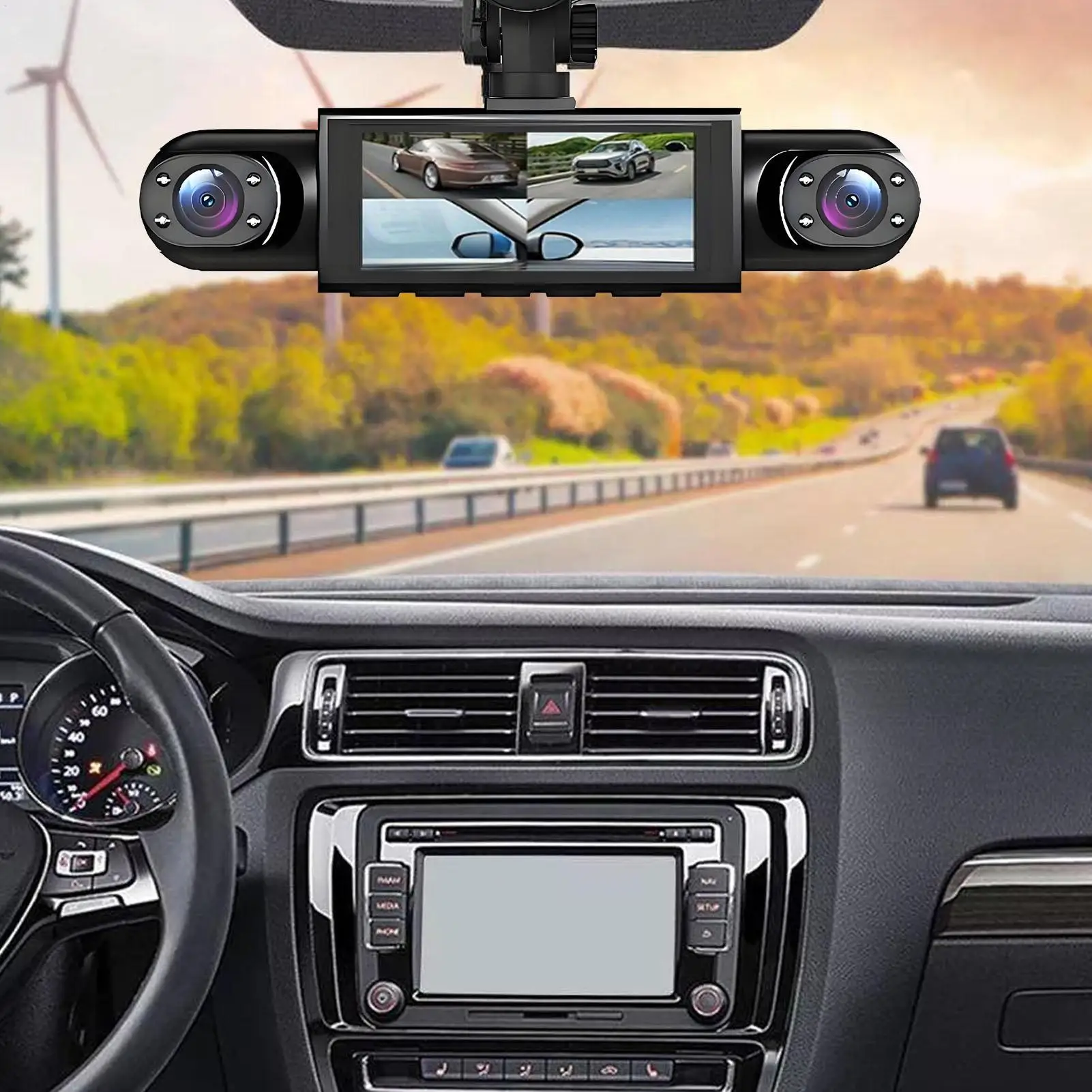 

Car Dash Cam for Car 4 Channel Dash Camera Front Rear Left Right Recorder 1080P High Definition with 32G Card Reversing Image