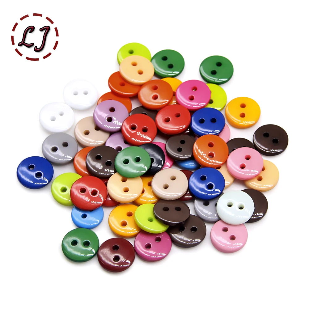 100pcs/lot Resin Button Round 2 Holes 9/10/11mm sew on Small button for child cloth Candy colors handmade DIY accessories