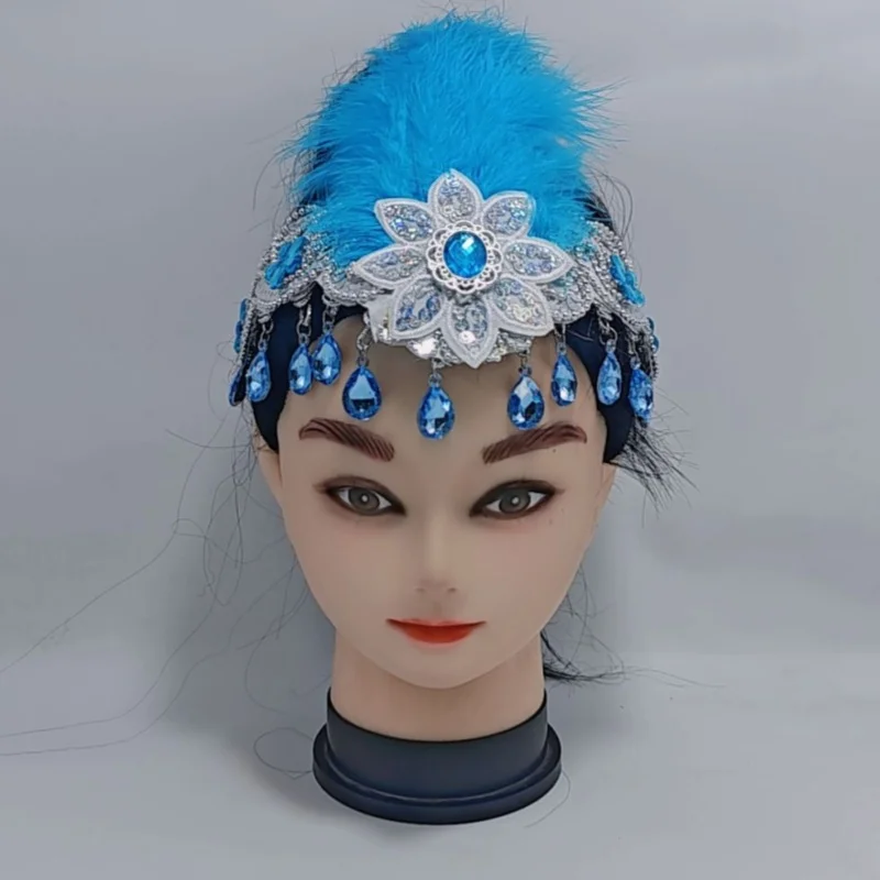 إكسسوار شعر لأداء المسرح، غطاء رأس من ريش الرقص الشعبي قابل للفصل، ديكور زي DIY لمهرجان الرقص الثقافي #4