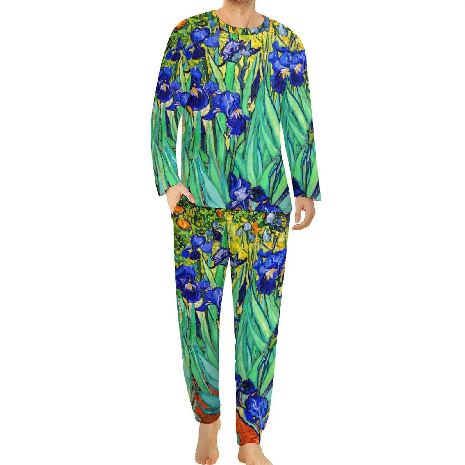 Vincent Van Gogh Pajamas Man Floral Print Trendy Home Suit Spring Long-Sleeve 2 Pieces Aesthetic Custom Pajama Sets Large Size