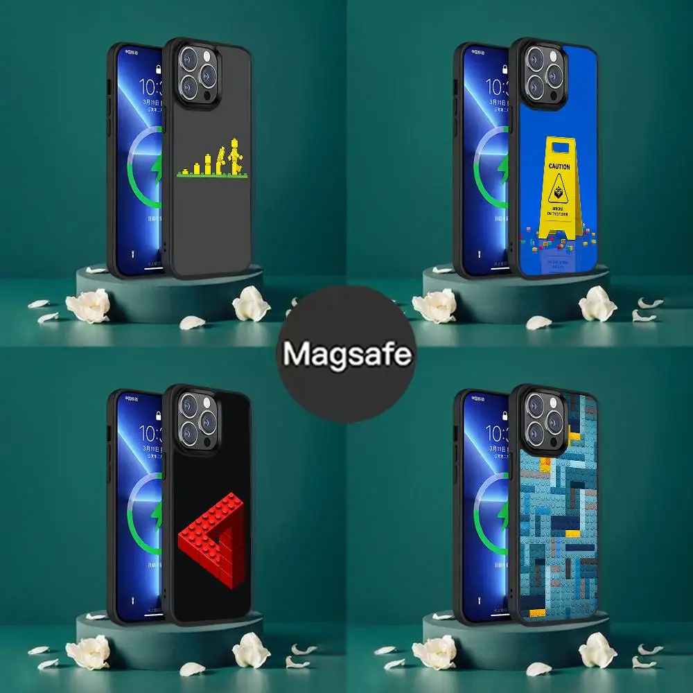 

B-Bricks Block puzzle Phone Case For iPhone 17,16,15,14,13,12,11,Pro,Max,Plus,Mini,SE4,E Magnetic Magsafe Wireless Charging