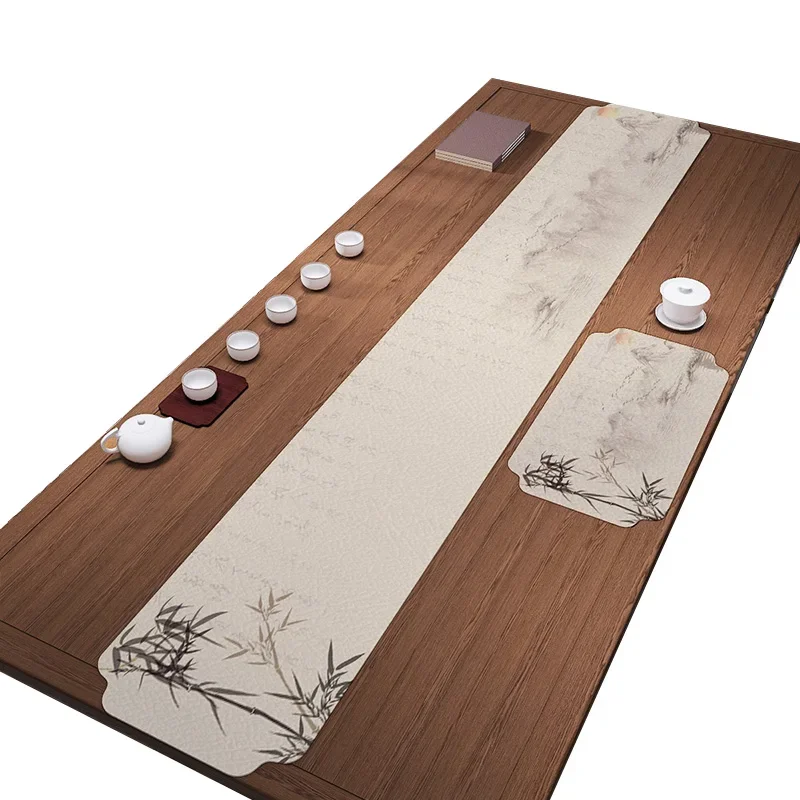 

New Chinese style leather tea table, flag cushion, waterproof tea table