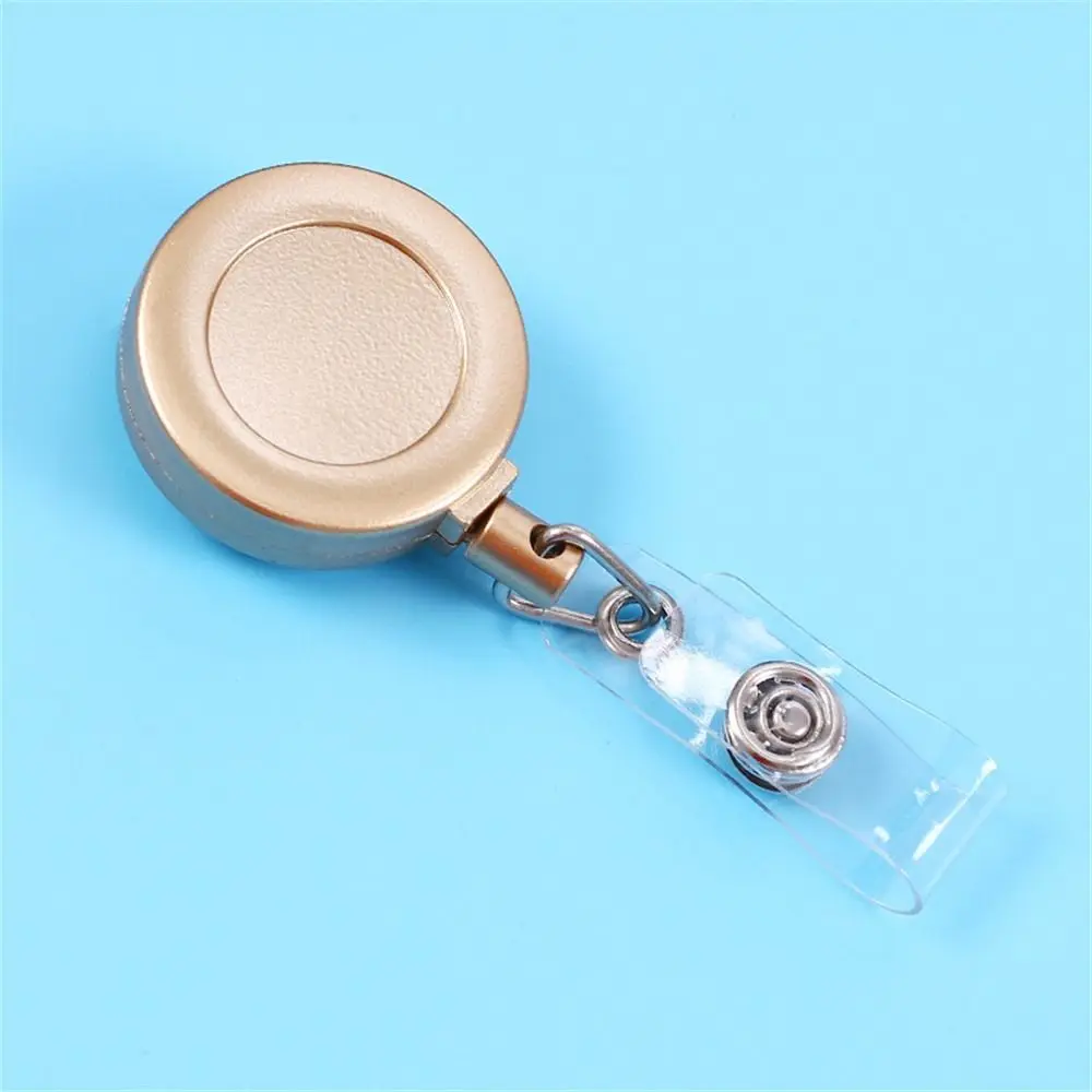 Gold Silver ID Card Holder Anti-Lost Keyring Clips Retractable Badge Reel Work Card Belt Clip Easy To Pull Buckle