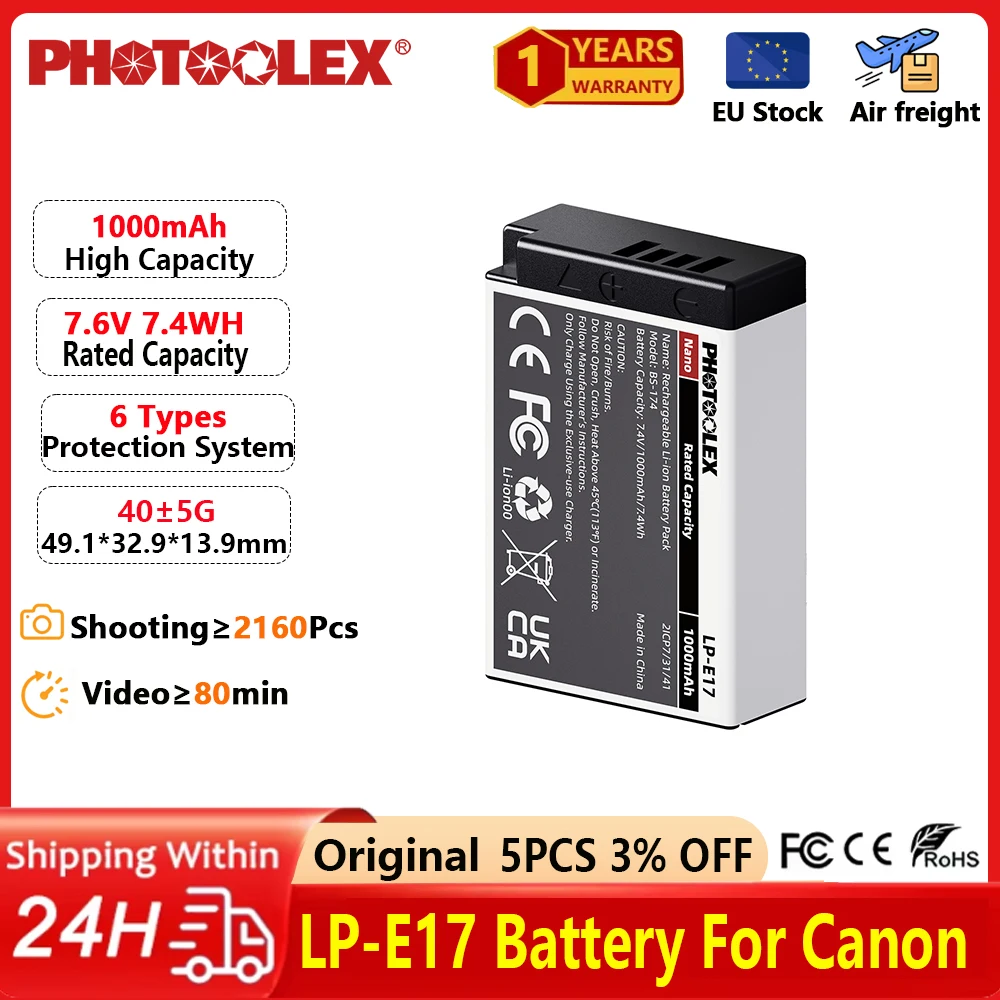 Canon Camera Eos R8 - Baterai Kamera PHOTOOLEX LP-E17 LPE17 LP