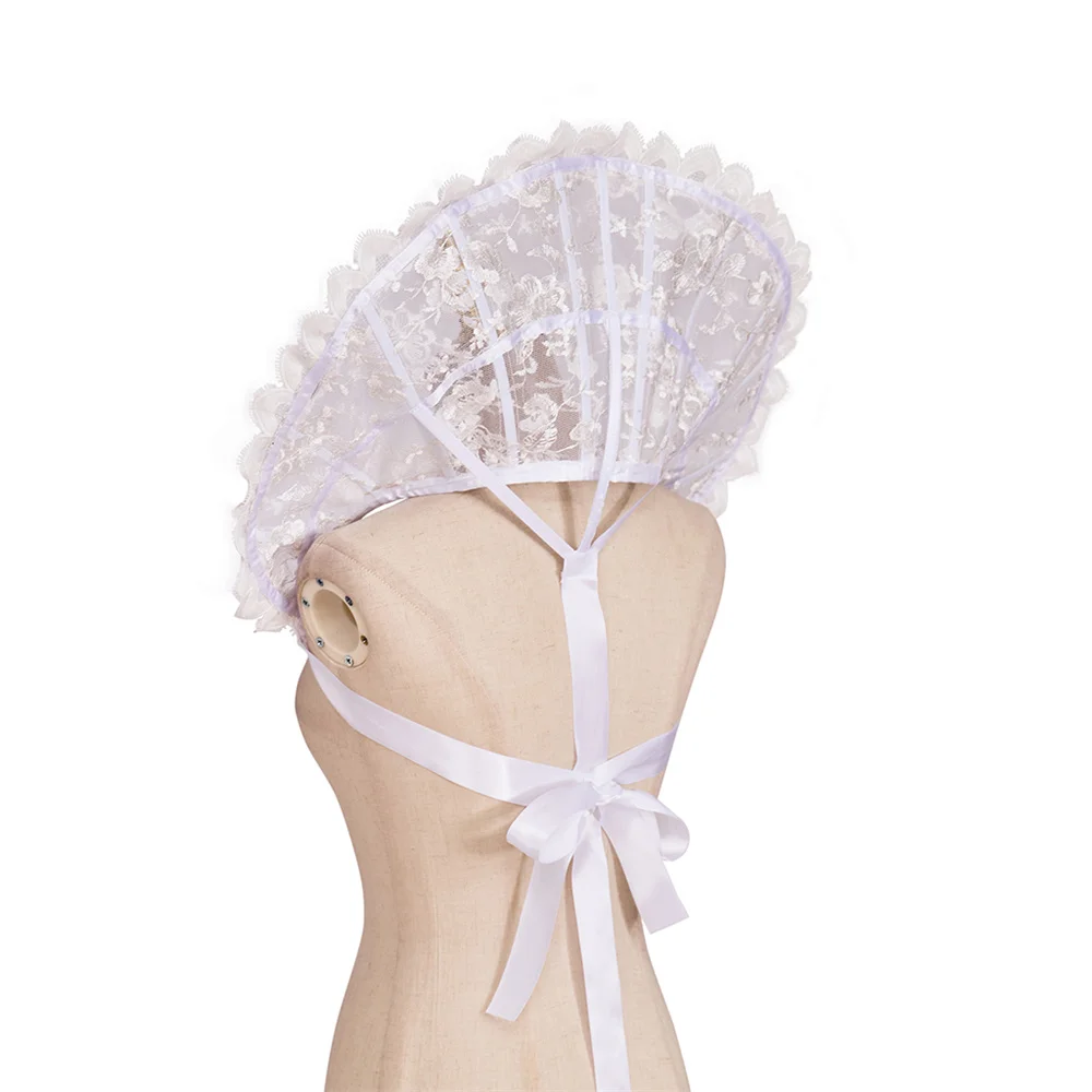 Elizabeth Queen-Cape de Cosplay Gothique en Dentelle, Col Montant, Rond, Blanc, Accessoire