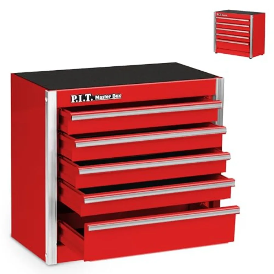 

Mini Red Tool Box Portable 5-Drawer Micro Roll Cab Steel Tool Box with Liner Red Small Tool Case for Tools Storage Home