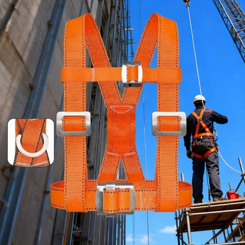 

Five-Point Safety Harness Aerial Worker Outdoor Construction Protection Waist Belts Safety Belt Rescue with Survival Rope Hook