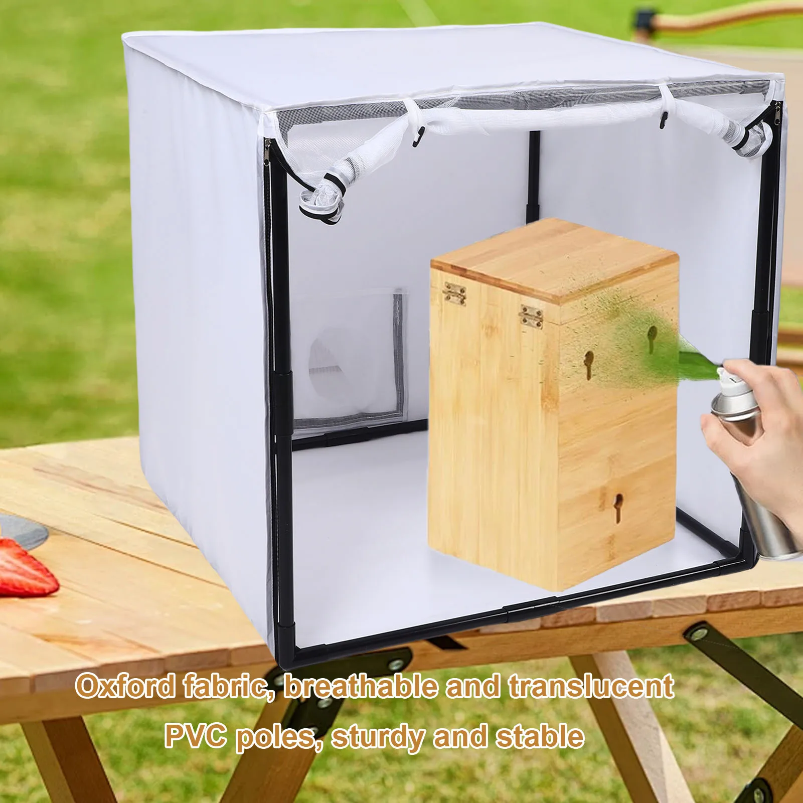 

Spray Painting Station Convenient Assembly Mobile Spray Paint Booth Water Proof PVC Pipes for Small Furniture Toys for Studio