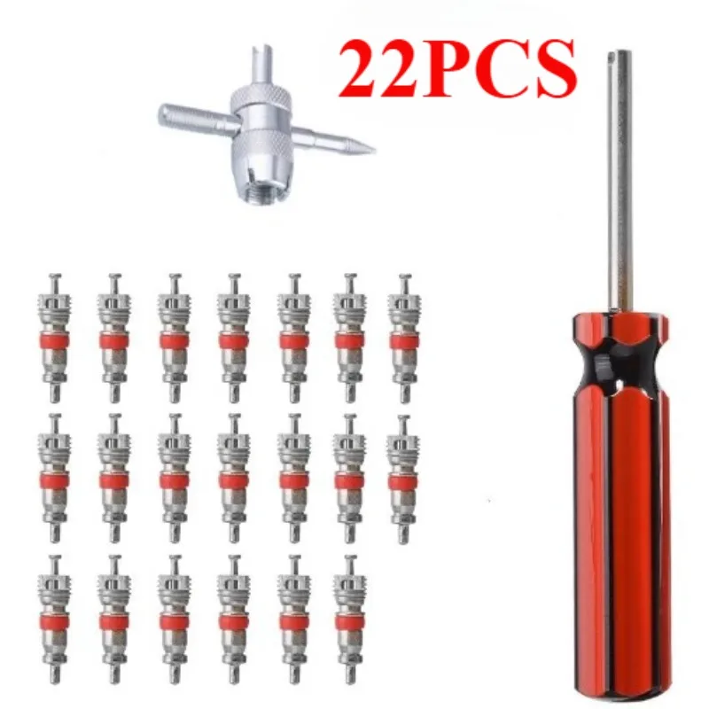 

QIANBAI 1Set Tire Valve Service Kit Tyre Valve Core Insert With Remover Tool Valve Stem Screwdriver Tire Repair Tool