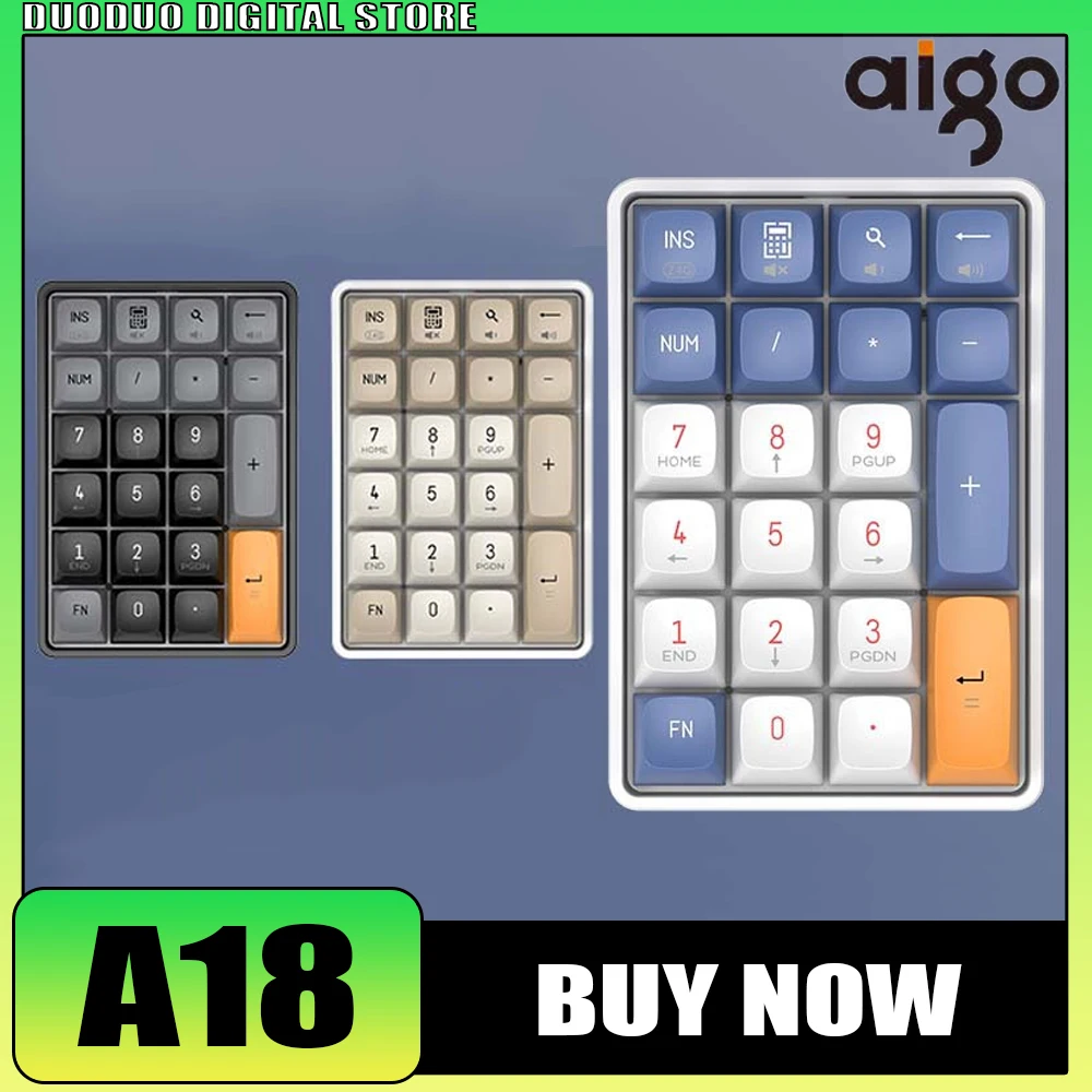 

Aigo A18 Mini Wireless Numpad Keypad Keyboard Dual Mode 2.4G Mechanical Keyboard Hot Swap PBT Pc Gamer Accessories Office Gifts